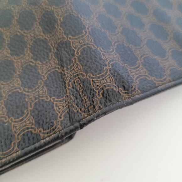 Celine Vintage Envelope Leather Large Wallet Macadam Black Brown Long - Picture 12 of 15